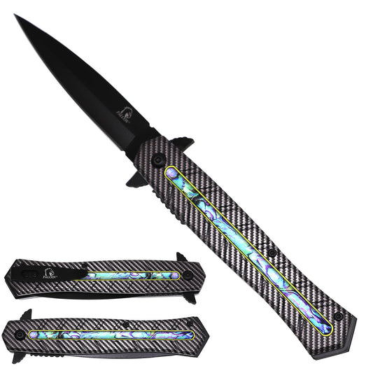 Falcon KS2338-1 Spring-Assisted Knife | Black 3.75-Inch Blade