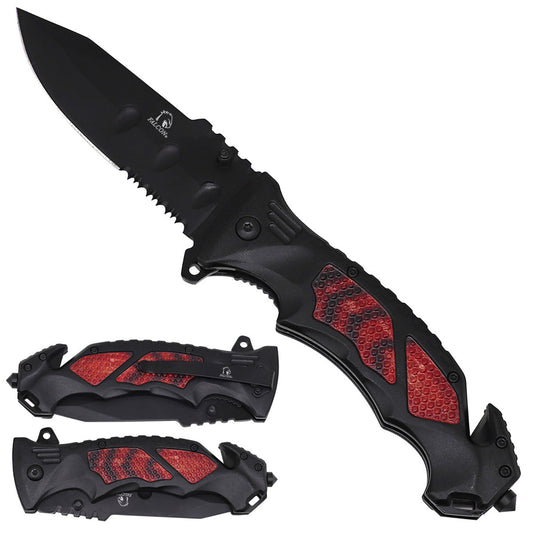 Tactical Textured Grip Spring Assisted Pocket Knife - Wood Grain Handle