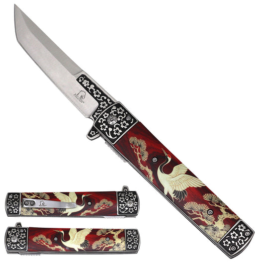 Falcon Crane Tanto Spring Assisted Pocket Knife - 3D Printed Handle - Pacific Solution wholesale pocket knife SKU KS2538CR