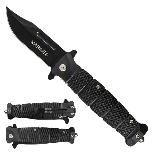 Black folding tactical pocket knife - Guild Arms.