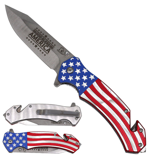 God Bless America Patriotic Spring-Assisted Knife