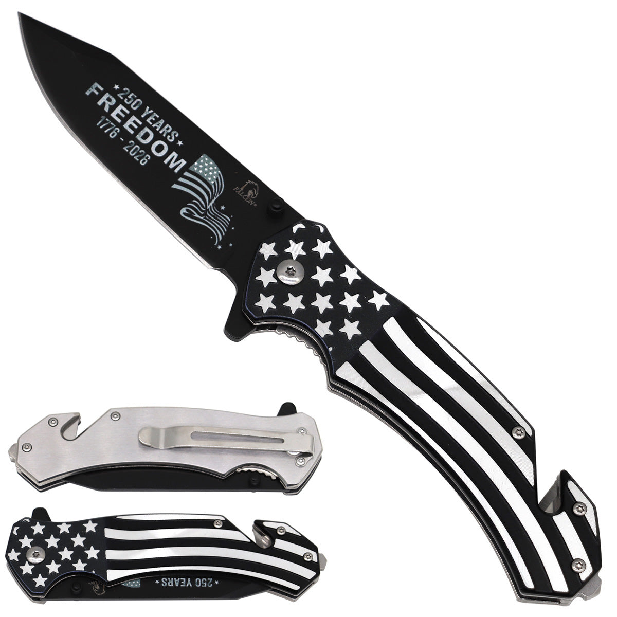 Falcon 250 Years of Freedom Spring Assisted Pocket Knife - Flag Handle - Pacific Solution wholesale pocket knife SKU KS2817FD