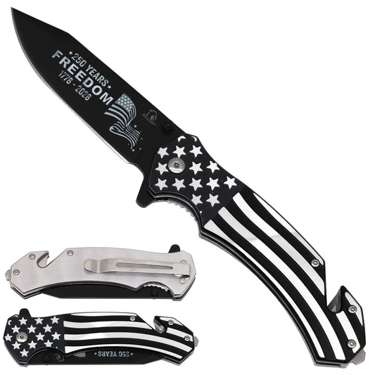 Falcon 250 Years of Freedom Spring Assisted Pocket Knife - Flag Handle - Pacific Solution wholesale pocket knife SKU KS2817FD