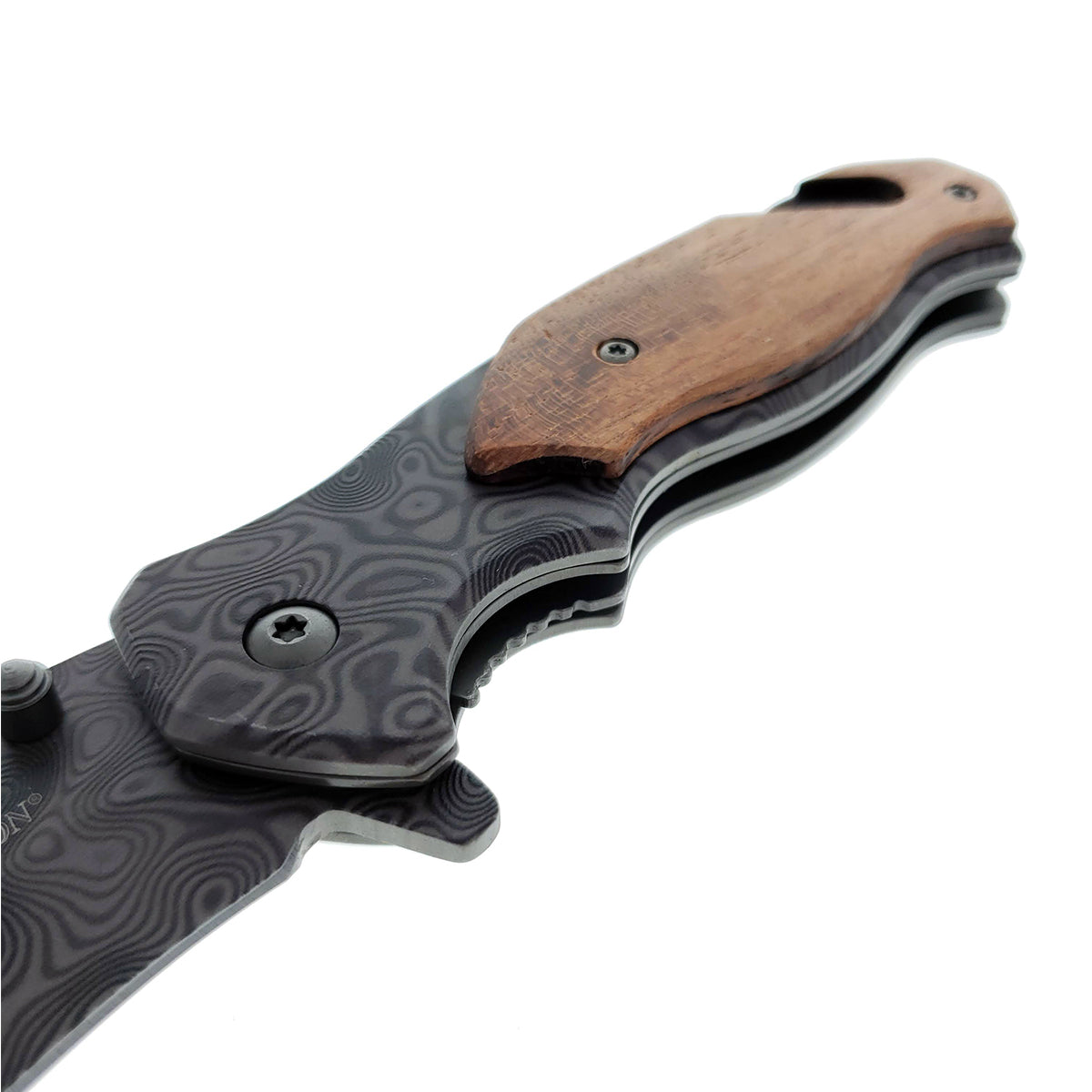 Falcon 8" Metal and Wood handle Spring Assisted Knife