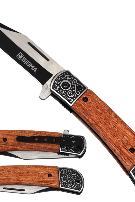 Sigma Wooden Handle Ball Bearing Pocket Knife