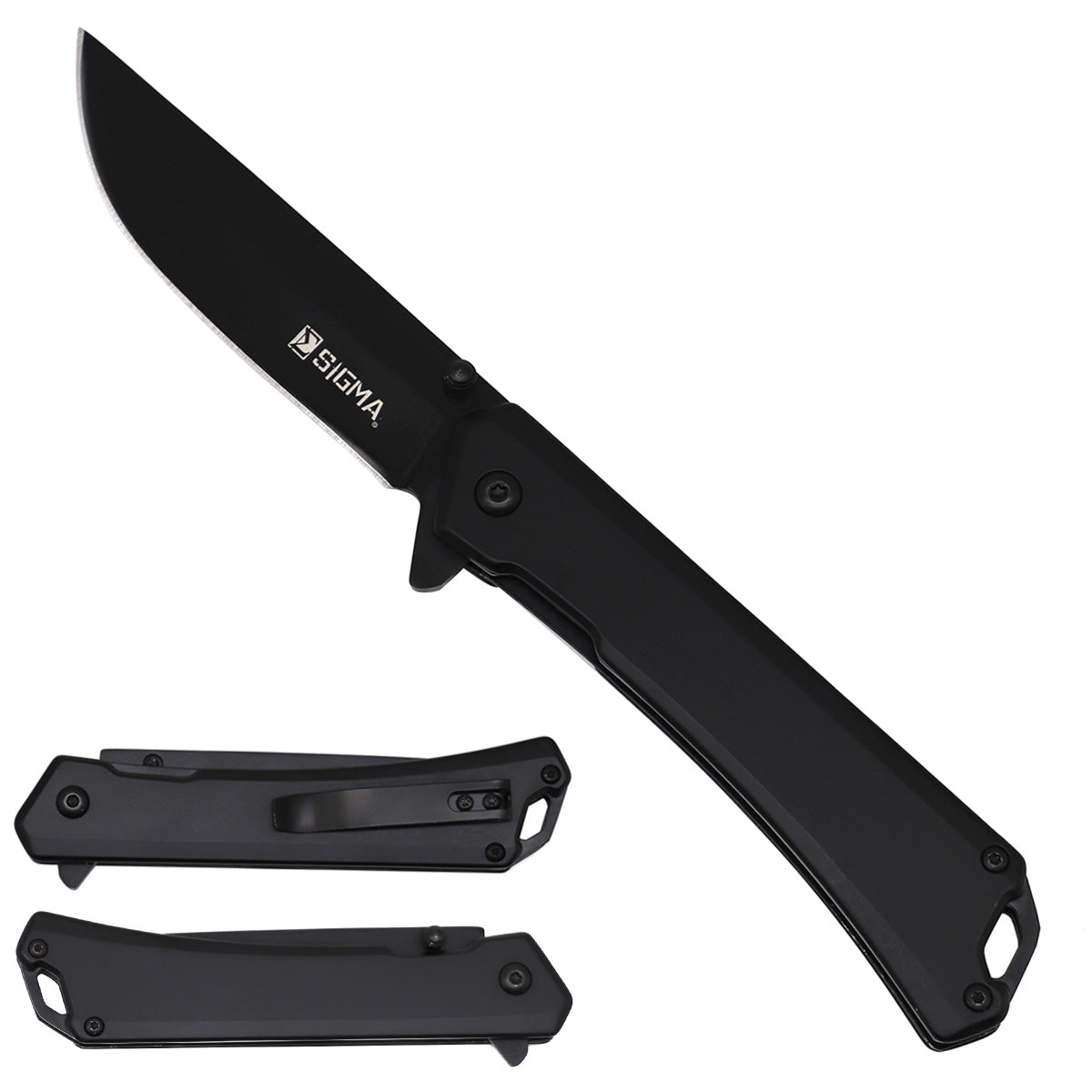 Sigma Ball Bearing Flipper Knife -3 1/2" Blade / 4 3/4" Handle / Bearing System / Black