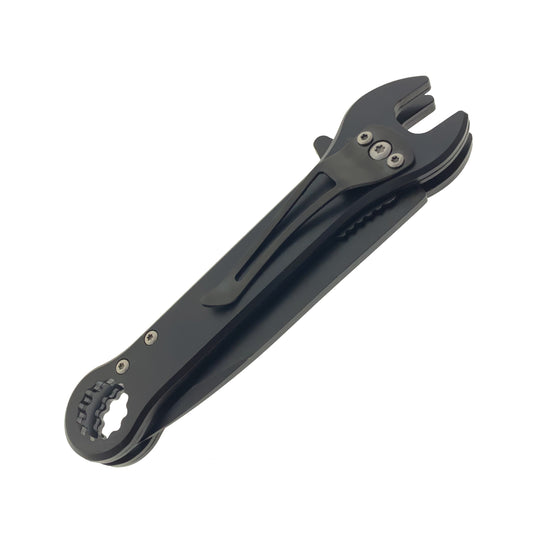 Falcon 7.75" Black Spring Assisted Knife with 12 mm Wrench Function