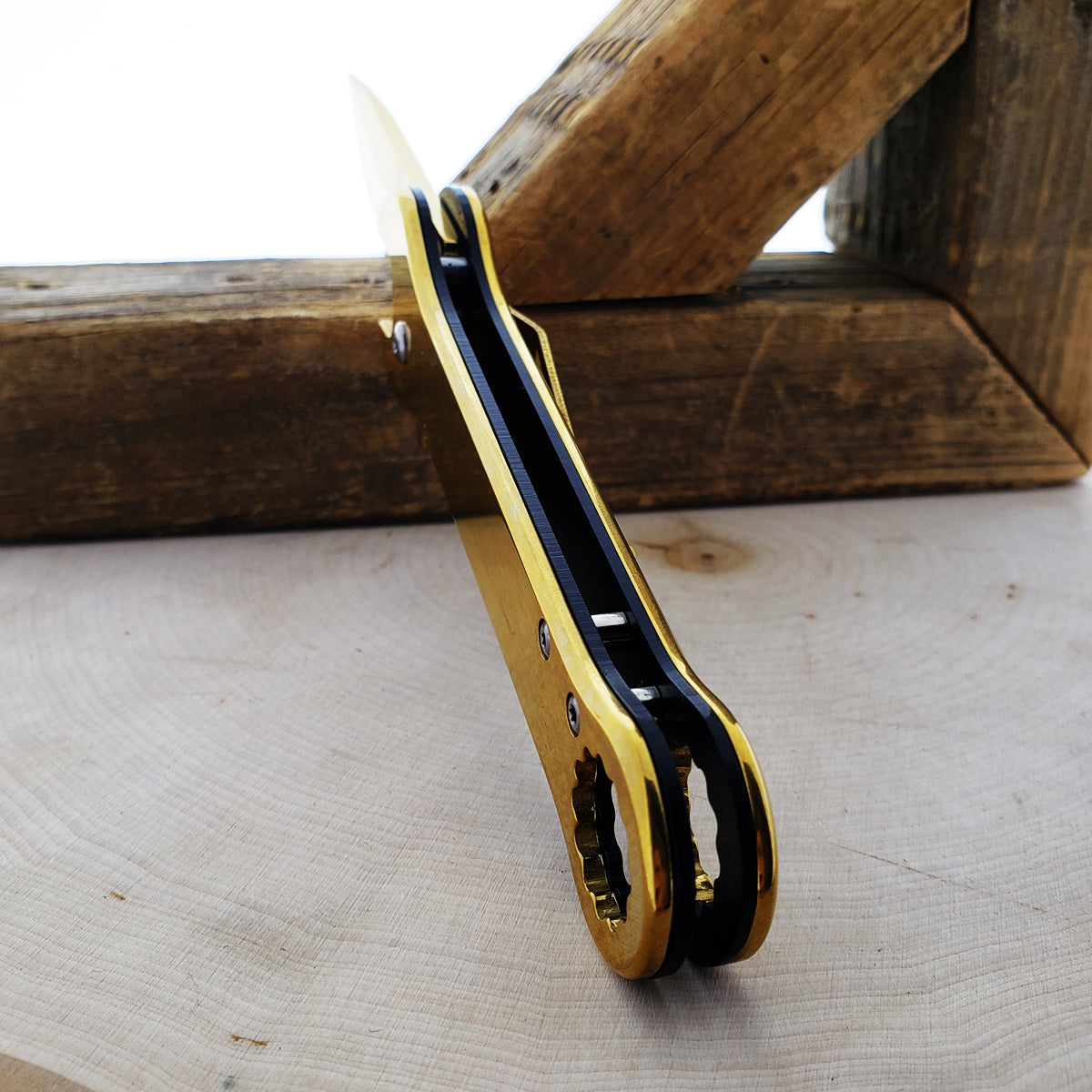 Falcon 7.75" Gold Spring Assisted Knife with 12 mm Wrench Function