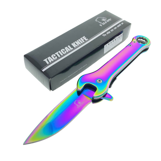 Falcon 7.75" Rainbow Spring Assisted Knife with 12 mm Wrench Function