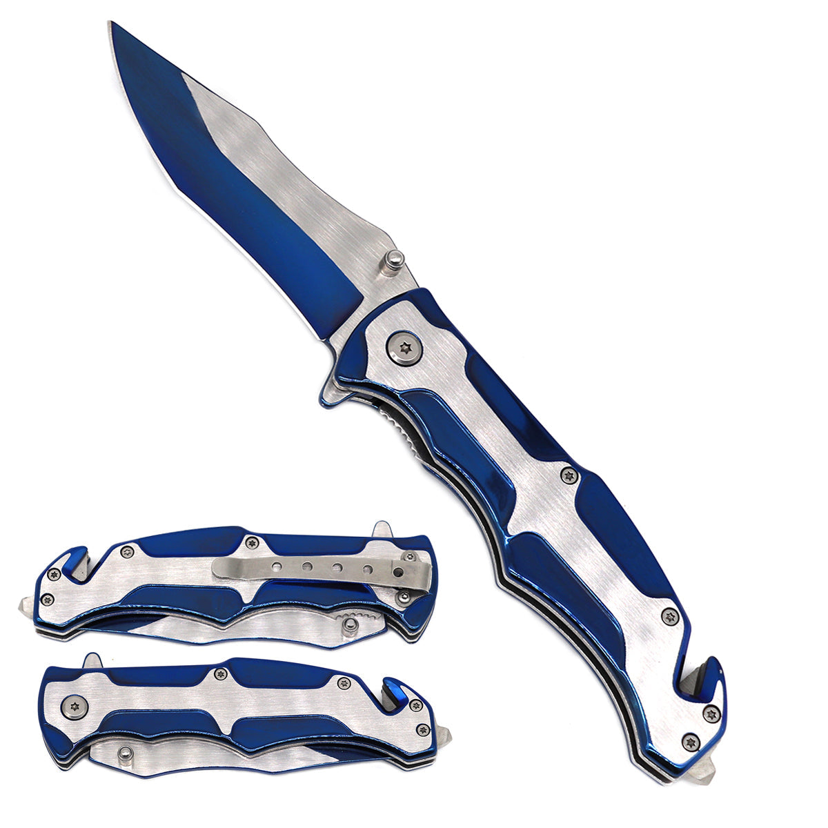 Falcon Silver & Blue Spring Assisted Pocket Knife
