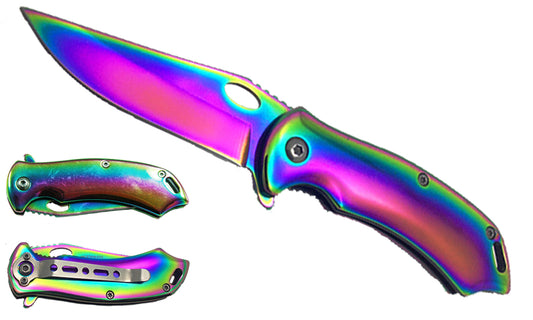 6.5" Rainbow Overall Spring Assisted Knife