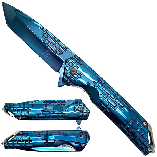 Falcon Blue Spring Assisted Pocket Knife folding pocket knife product photo