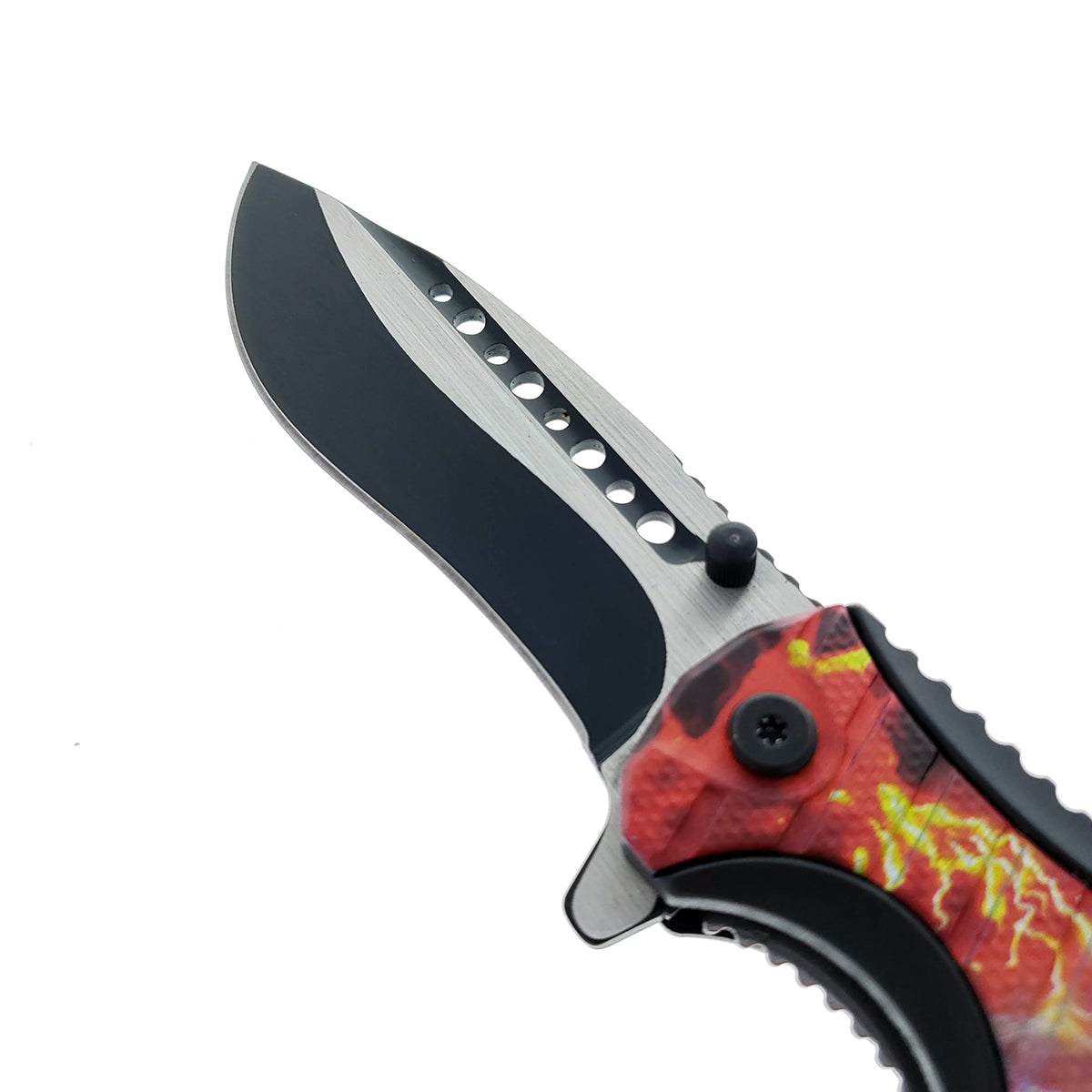 Falcon 8" Spring Assisted Knife Red Thunder Handle w/ paracord