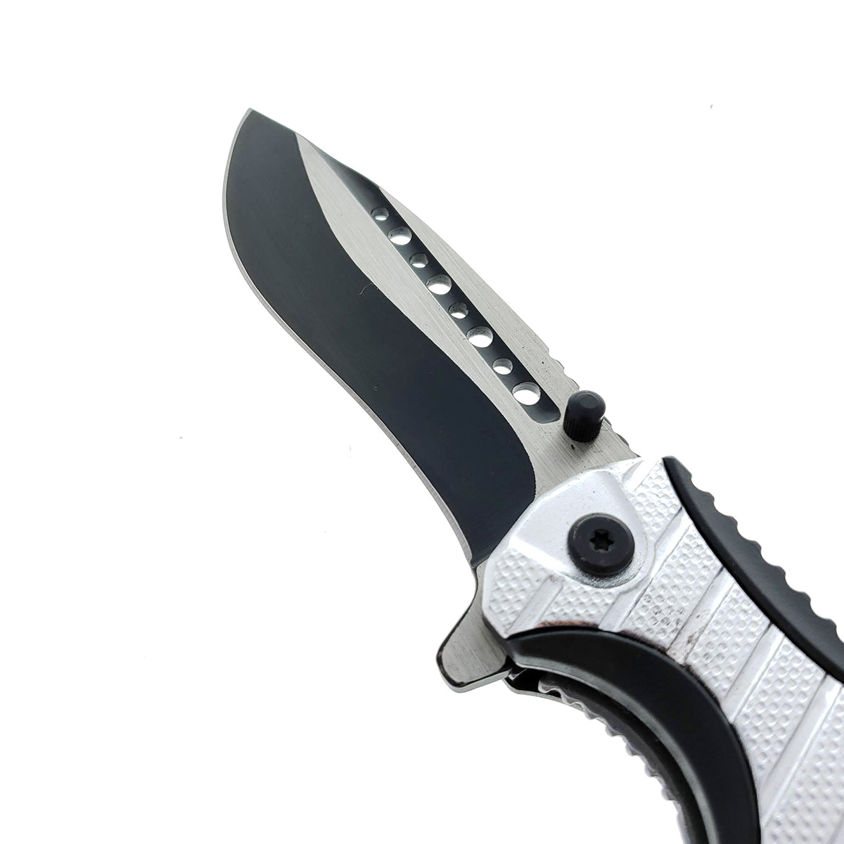 Falcon 8" Spring Assisted Knife Black & Silver Handle w/ paracord