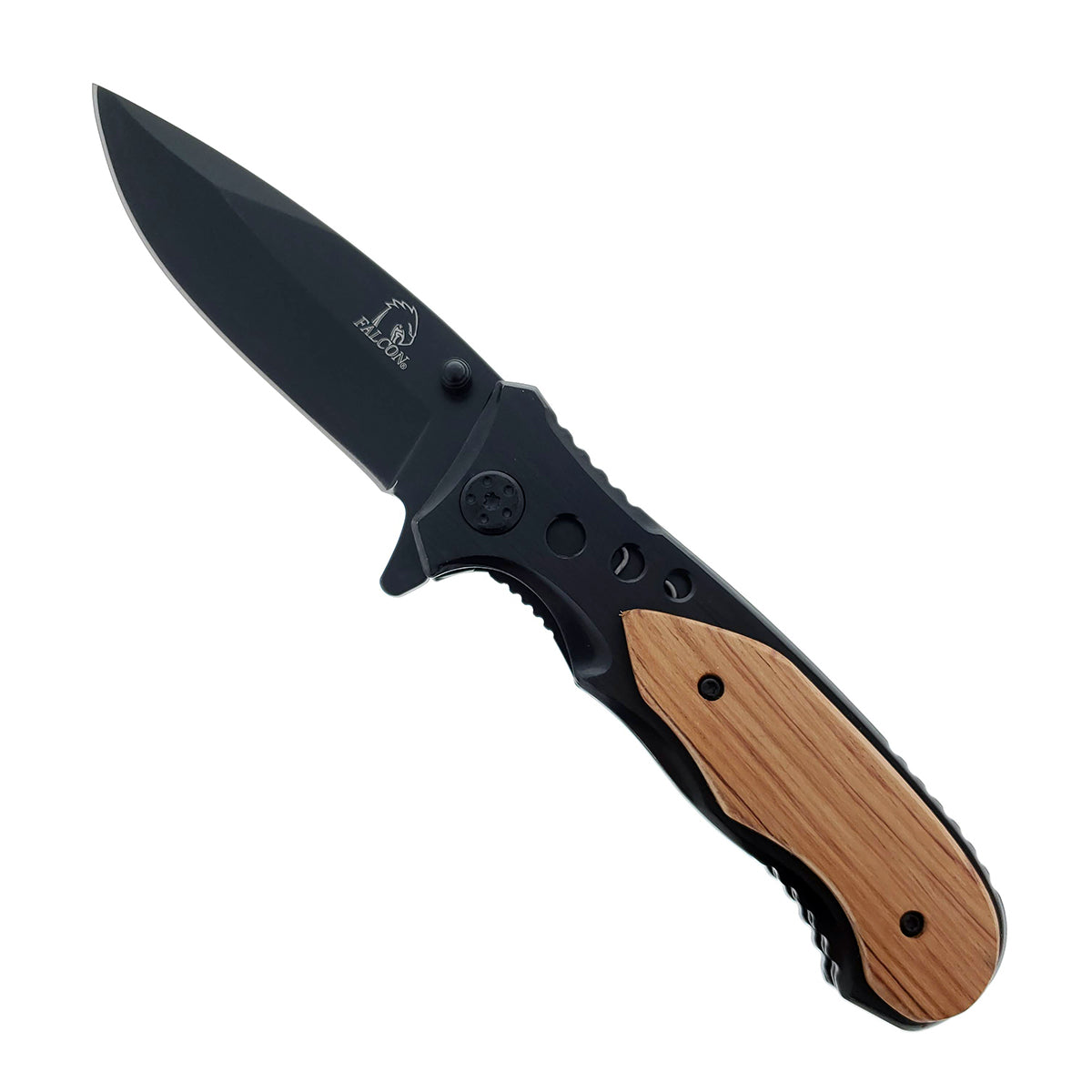 Falcon 8" Overall Spring Assisted Knife w/ Belt Clip Black