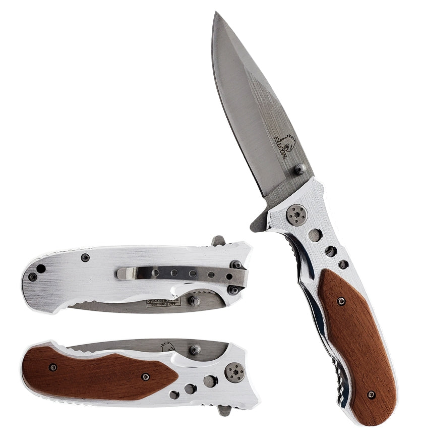 Falcon 8" Overall Spring Assisted Knife w/ Belt Clip Gray