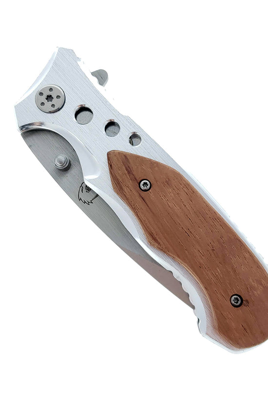 Falcon 8"  EDC Knife Wood Handle Spring Assisted Pocket Knife