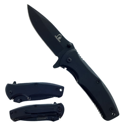 Falcon 7.75" Black Spring Assisted Knife