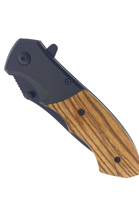 Spring Assisted Pocket Knife - Wood Handle Knife