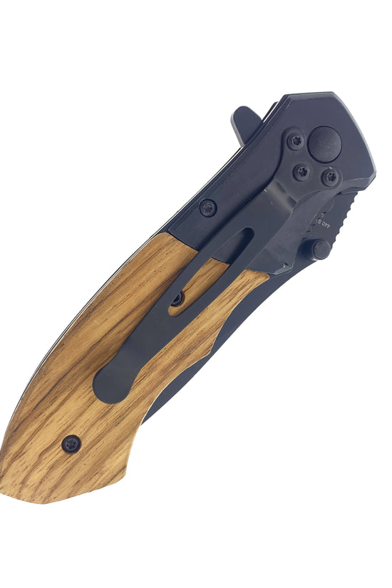 Spring Assisted Pocket Knife - Wood Handle Knife