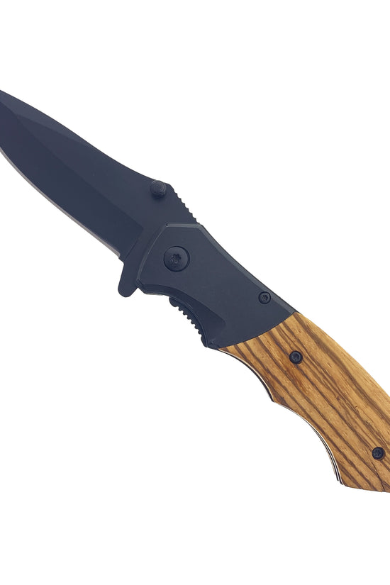 Spring Assisted Pocket Knife - Wood Handle Knife