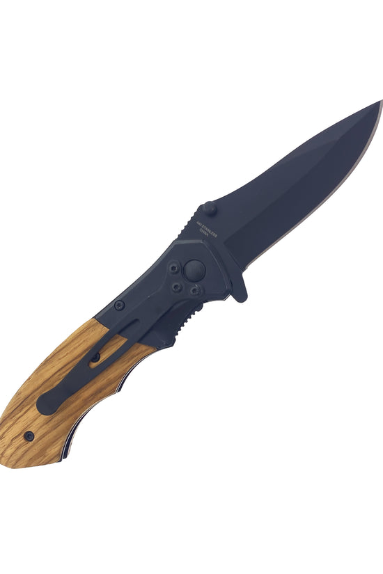 Spring Assisted Pocket Knife - Wood Handle Knife