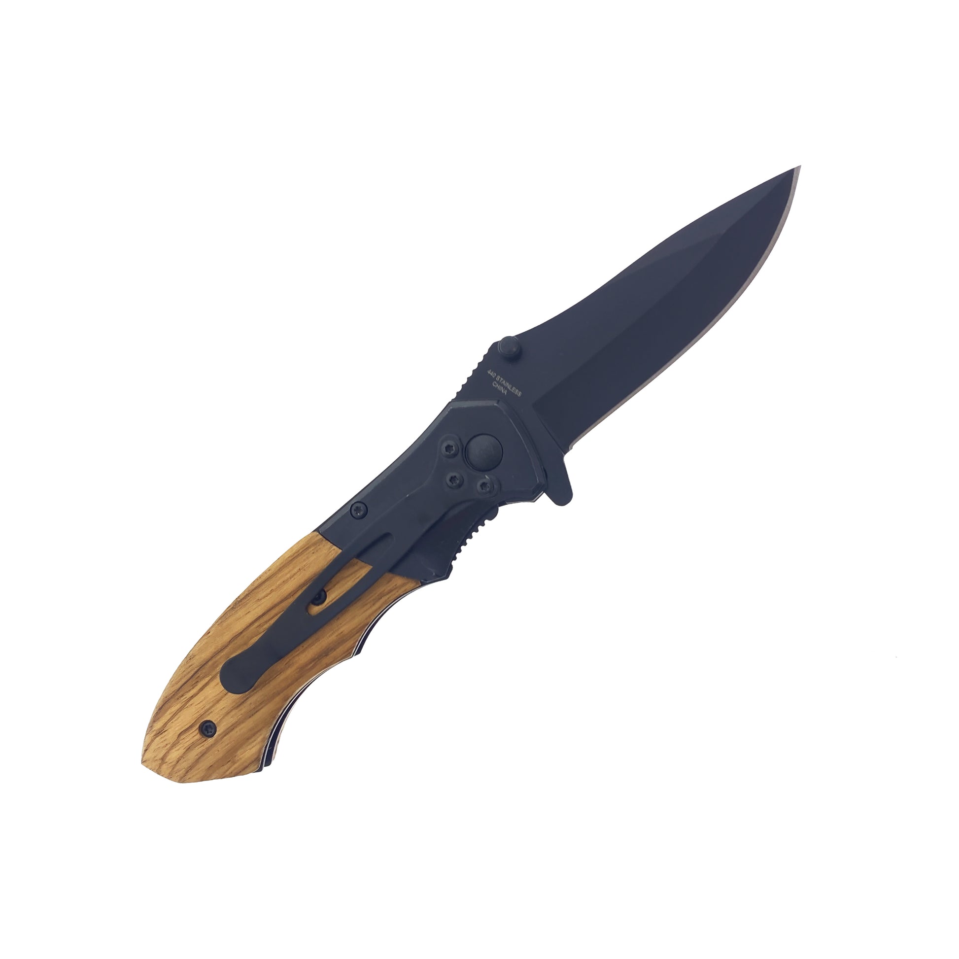 Spring Assisted Pocket Knife - Wood Handle Knife