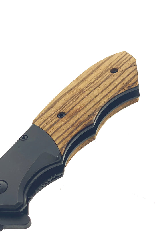Spring Assisted Pocket Knife - Wood Handle Knife