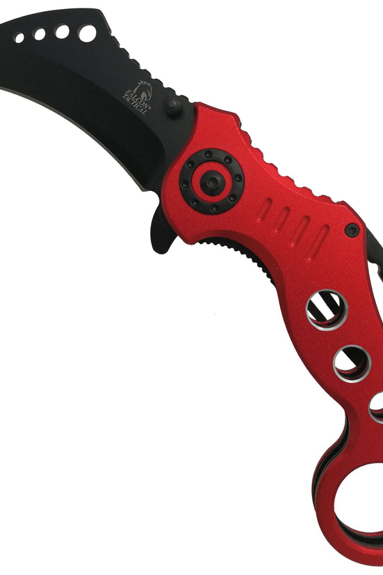 Falcon EDC Red Karambit Pocket Knife - Spring Assisted