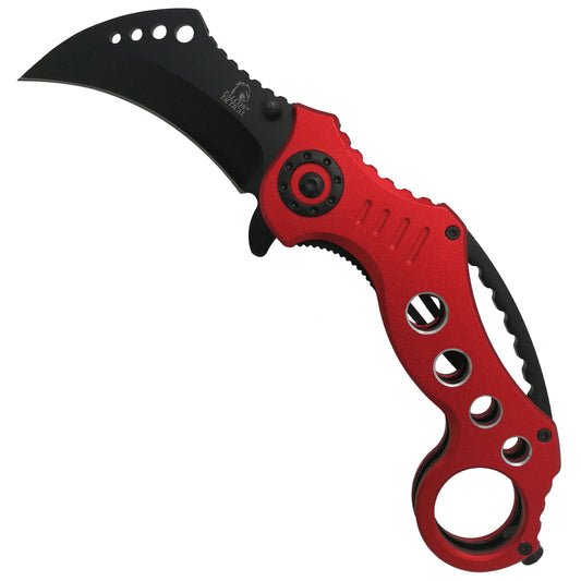 Falcon EDC Red Karambit Pocket Knife - Spring Assisted