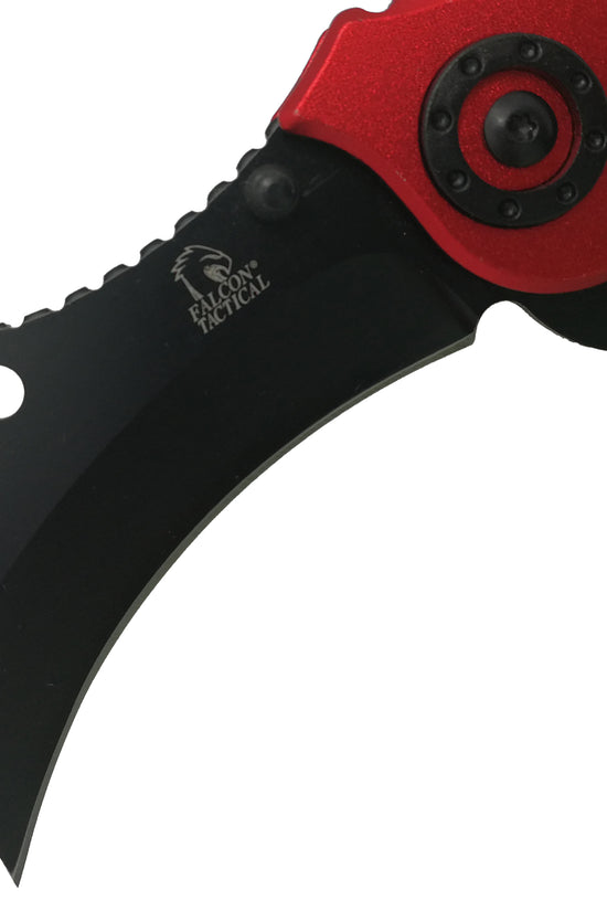 Falcon EDC Red Karambit Pocket Knife - Spring Assisted