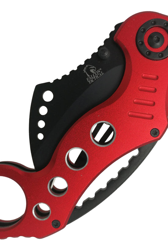 Falcon EDC Red Karambit Pocket Knife - Spring Assisted