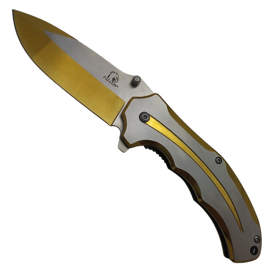 Order Falcon 7.75" Pocket Knife – Silver & Gold EDC Blade for Sale