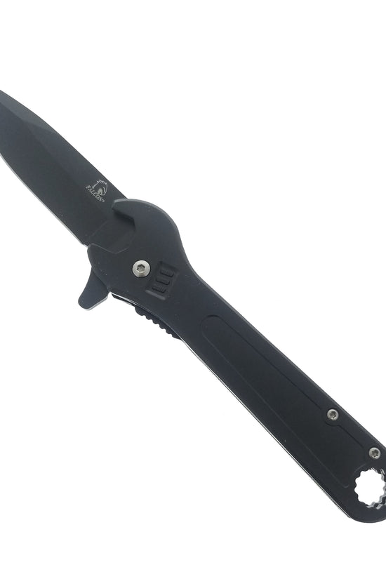 Falcon 8.25" Overall Spring Assisted Knife Adjustable Wrench Handle Black