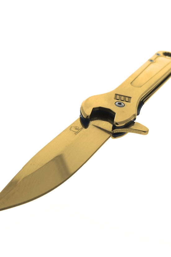 Falcon 5" Gold Wrench Handle Spring Assisted Knife