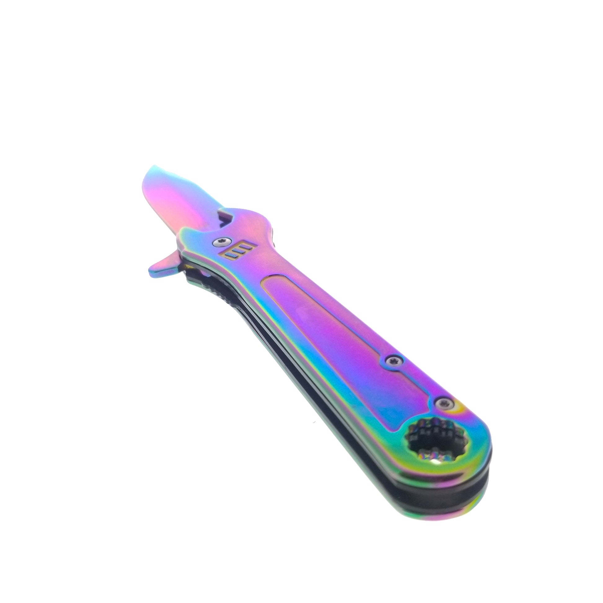 Falcon 5" Rainbow Adjustable Wrench Handle Spring Assisted Knife