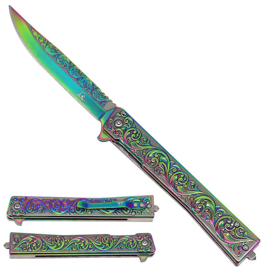 Falcon Leaf-Pattern Spring Assisted Pocket Knife