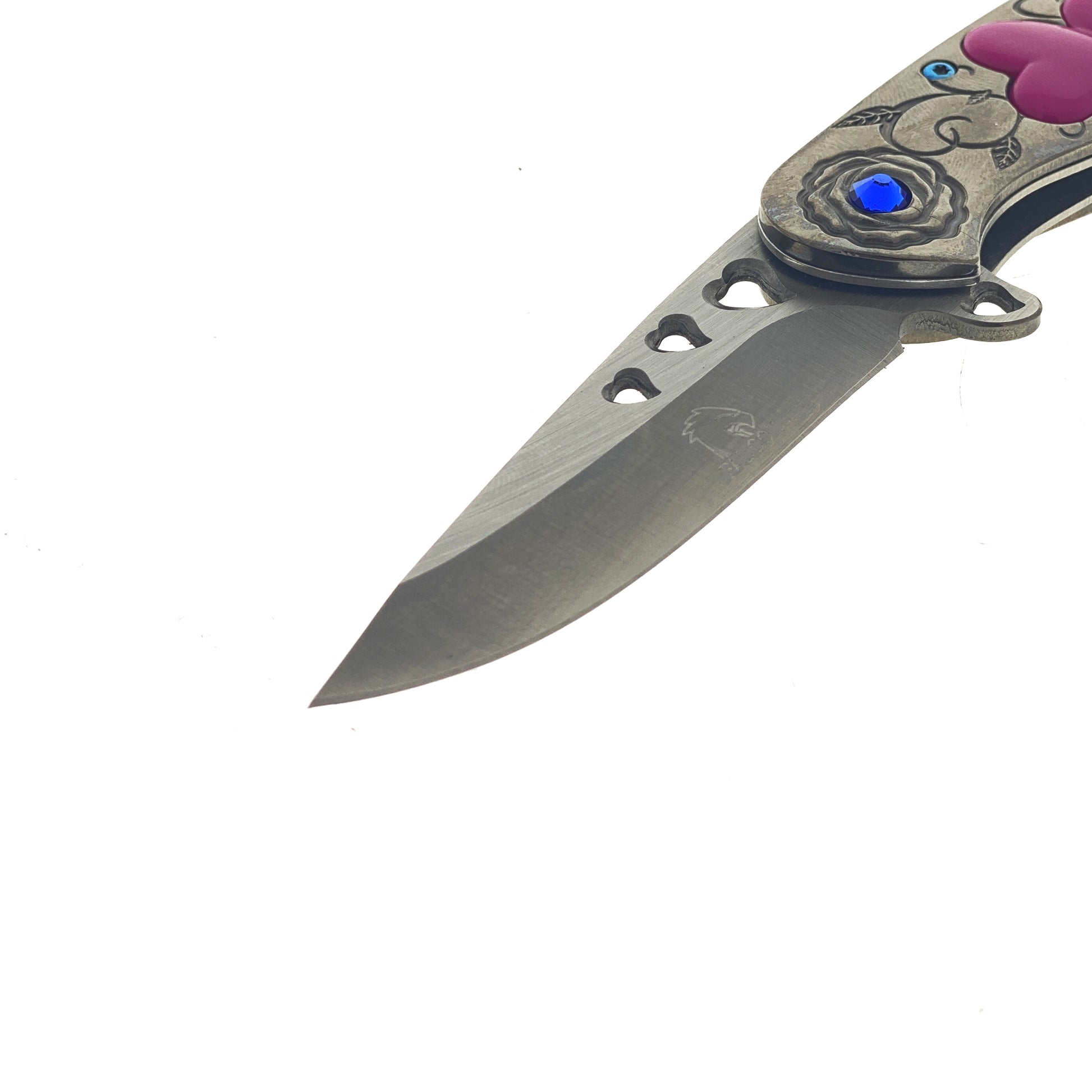 Falcon 7" Overall in Length Gray Handle w/ Pink Heart