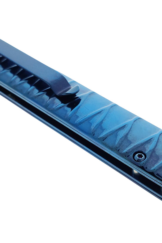 Falcon 7.75" Blue Tanto Blade Spring Assisted Pocket Knife