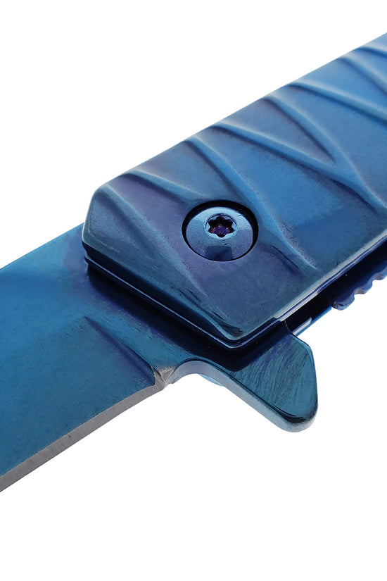 Falcon 7.75" Blue Tanto Blade Spring Assisted Pocket Knife