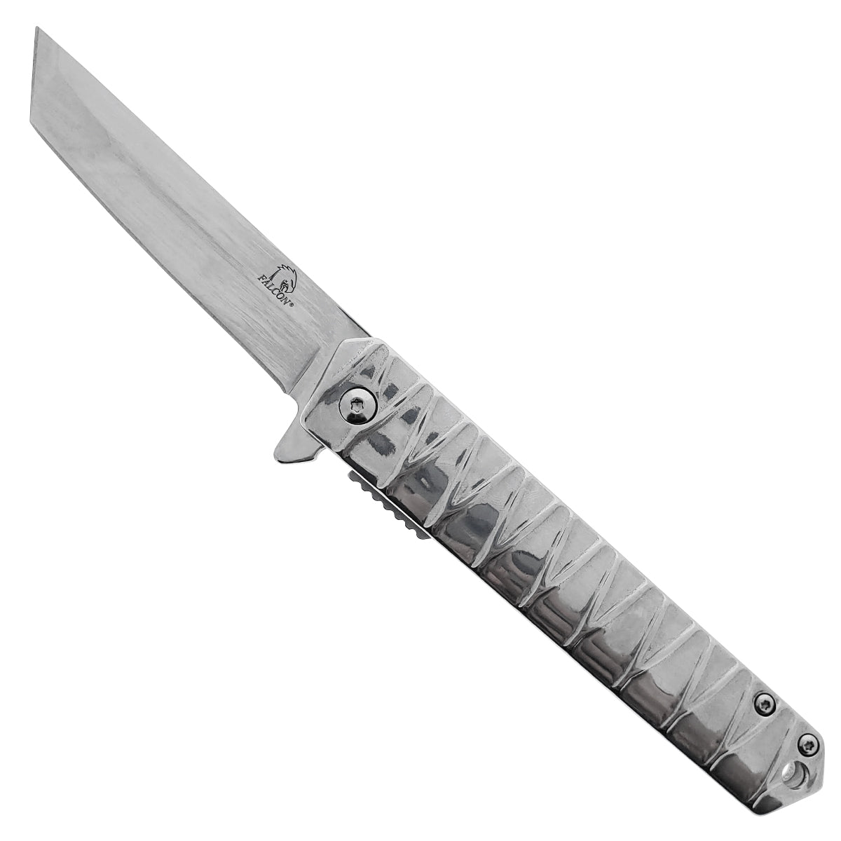 Falcon 7.75" Chrome Tanto Blade Folding Knife