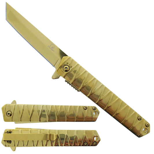 Falcon 7.75" Gold Tanto Blade Pocket Knife