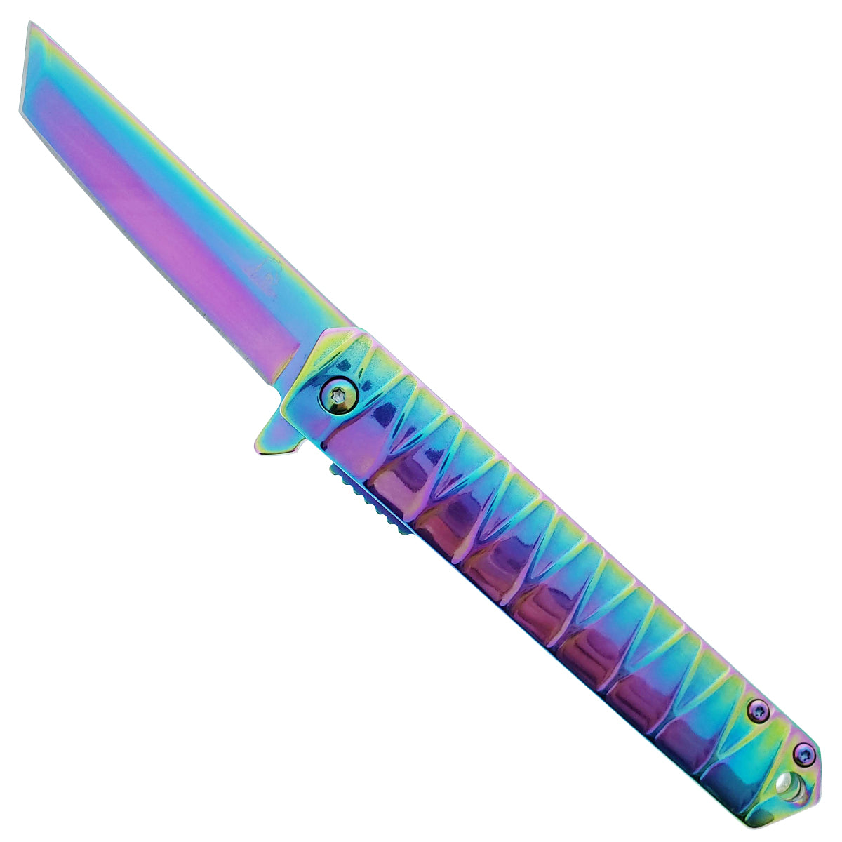 Falcon 7.75" Rainbow Tanto Blade Folding Knife