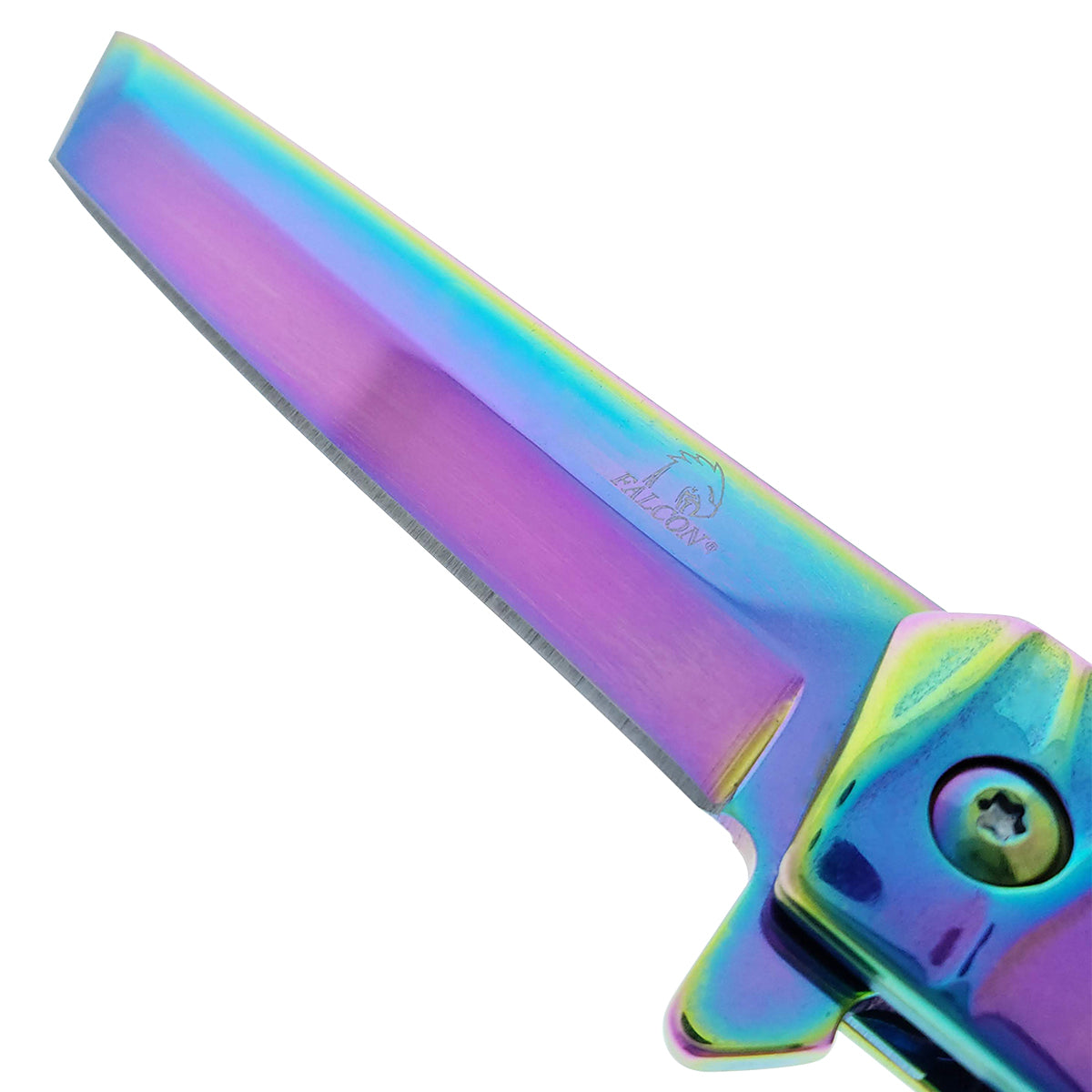 Falcon 7.75" Rainbow Tanto Blade Folding Knife