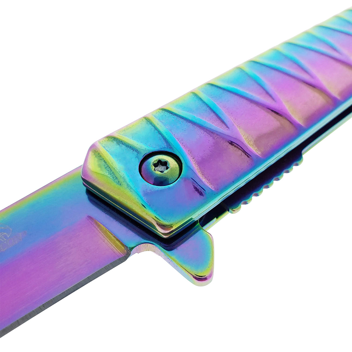 Falcon 7.75" Rainbow Tanto Blade Folding Knife