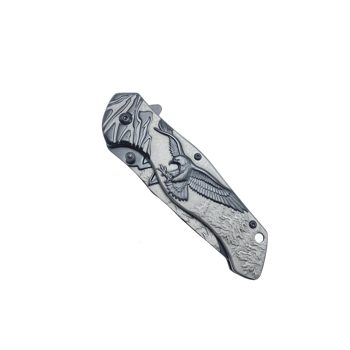 Falcon 8-Inch Spring-Assisted Knife, Gray & Black Eagle Design | KS3778BK