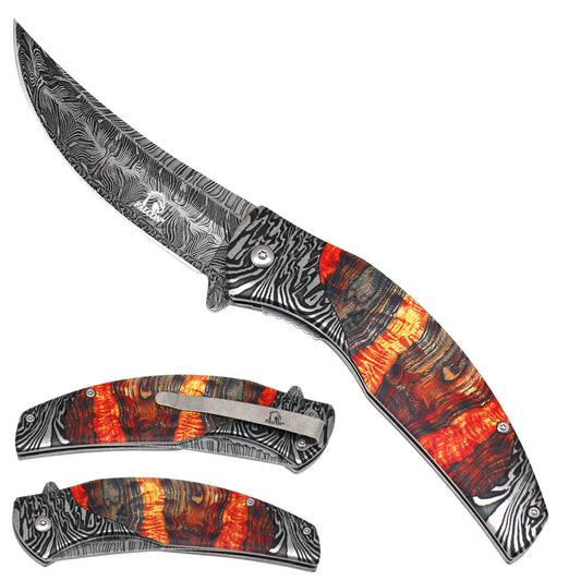 Falcon Black & Red Patterns Pocket Knife