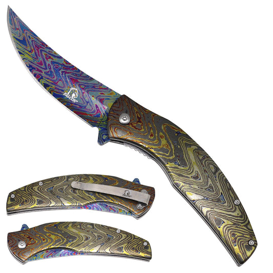 Falcon Psychedelic Pattern Pocket Knife