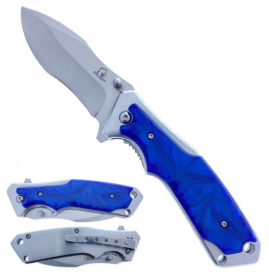 Falcon 8" Blue Semi Automatic Spring Assisted Knife