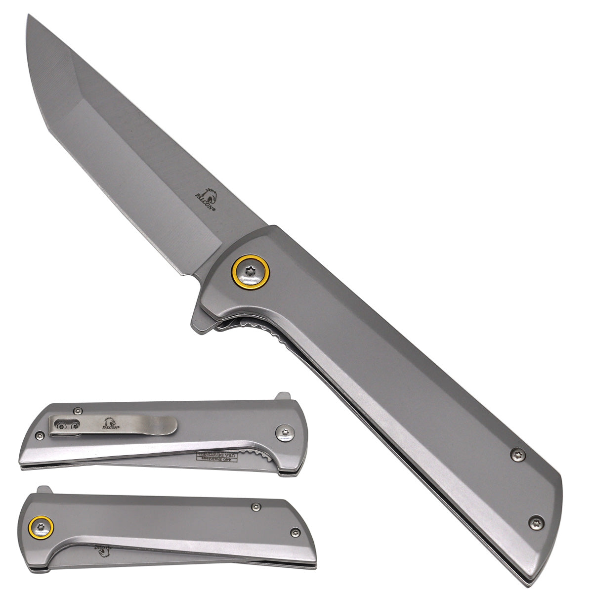 Falcon Chrome Spring Assisted Pocket Knife folding pocket knife product photo